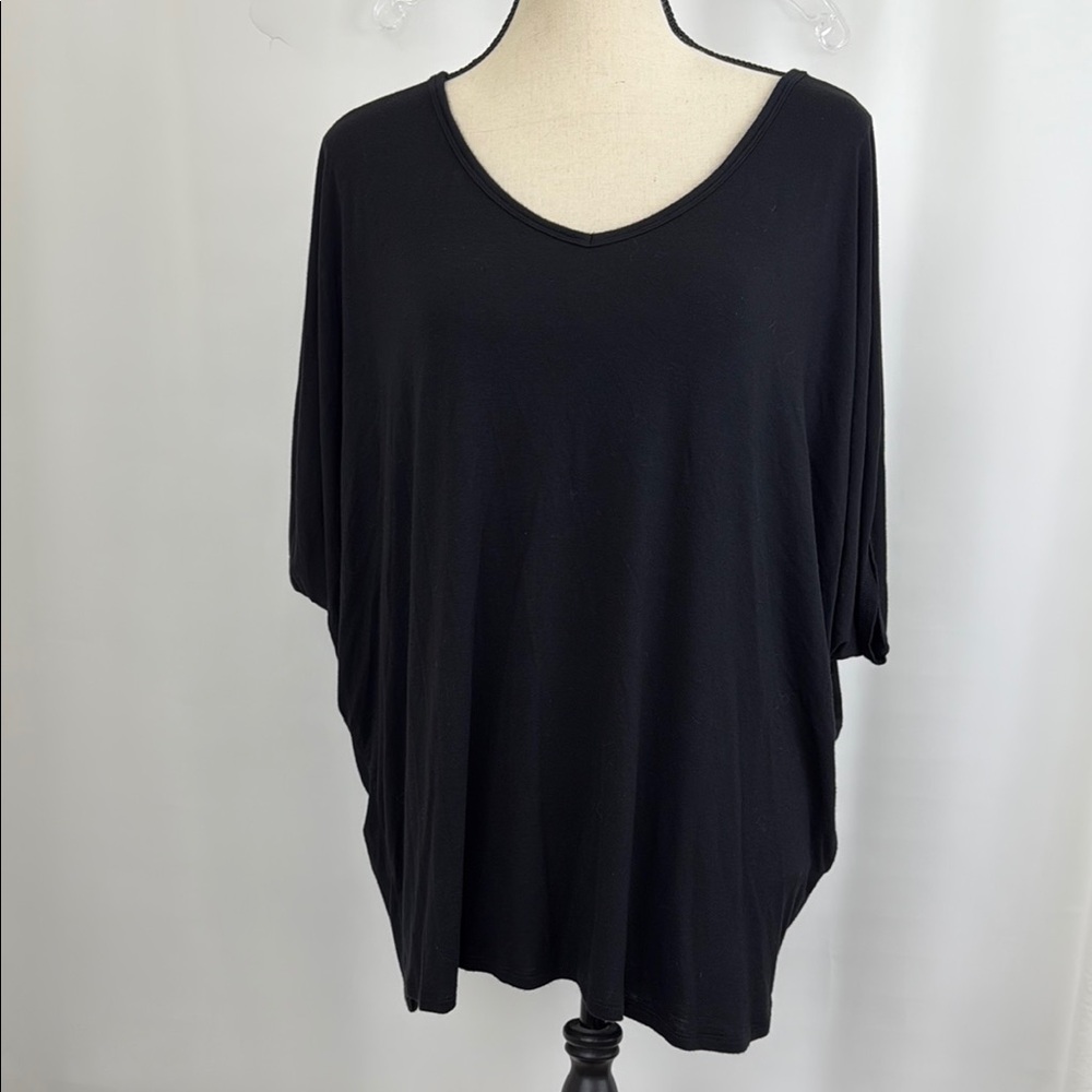 Women’s Black Short Sleeve Oversized Tunic Top Size XL